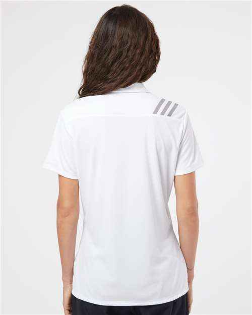 adidas A325 Women's 3-Stripes Shoulder Polo - White/ Black - OnModelBack