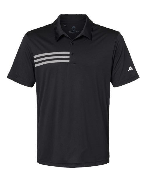adidas A324 Men's 3-Stripes Chest Polo - Black/ White - Front