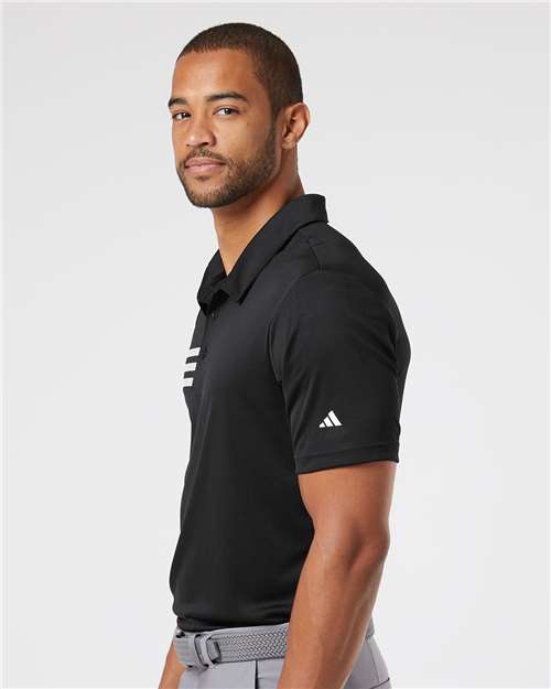 adidas A324 Men's 3-Stripes Chest Polo - Black/ White - OnModelSide
