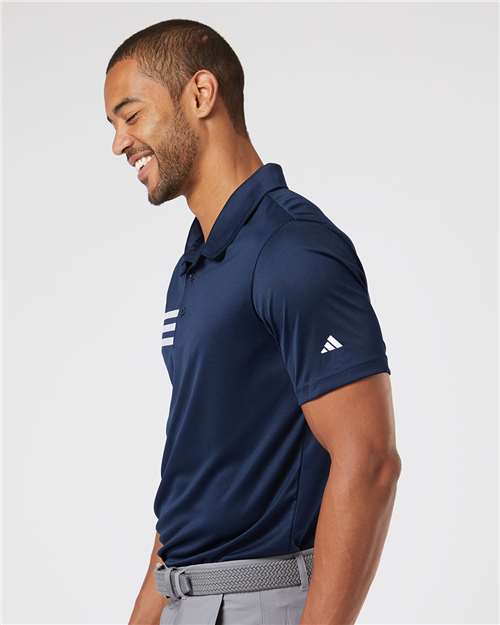 adidas A324 Men's 3-Stripes Chest Polo - Collegiate Navy/ White - OnModelSide
