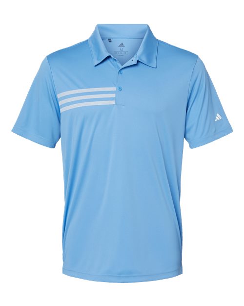 adidas A324 Men's 3-Stripes Chest Polo - Lucky Blue/ White - Front