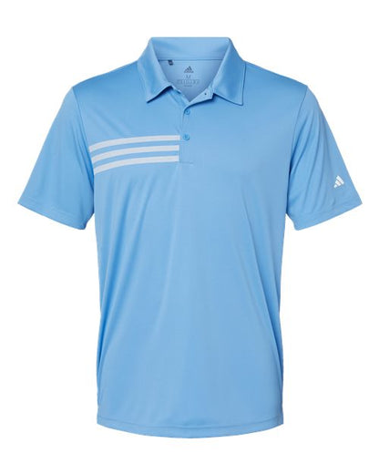 adidas A324 Men's 3-Stripes Chest Polo - Lucky Blue/ White - Front
