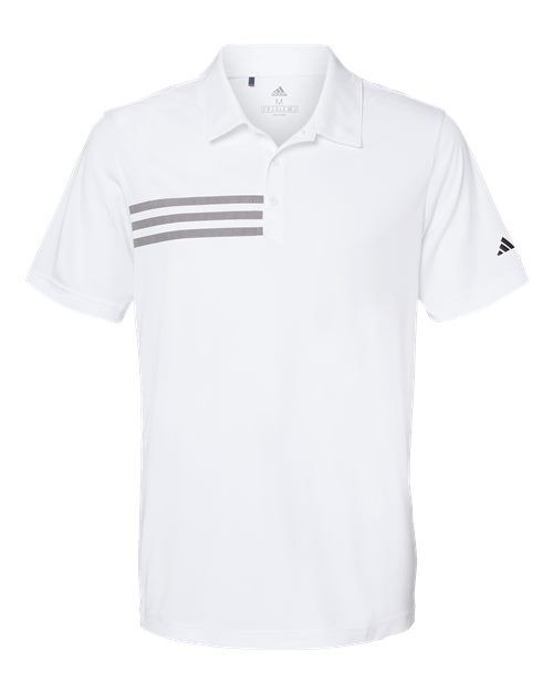 adidas A324 Men's 3-Stripes Chest Polo - White/ Black - Front