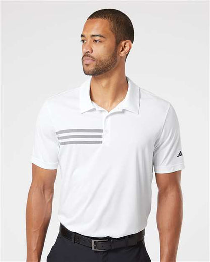adidas A324 Men's 3-Stripes Chest Polo - White/ Black - OnModelFront