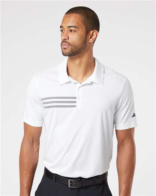adidas A324 Men's 3-Stripes Chest Polo - White/ Black - OnModelFront