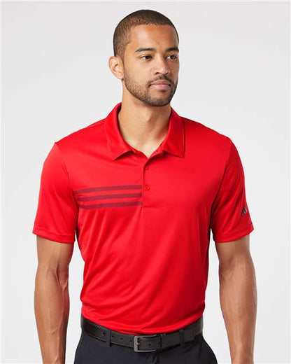 adidas A324 Men's 3-Stripes Chest Polo - Collegiate Red/ Black - OnModelFront