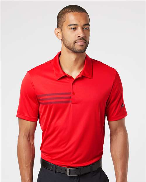 adidas A324 Men's 3-Stripes Chest Polo - Collegiate Red/ Black - OnModelFront