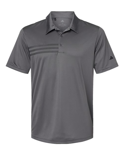 adidas A324 Men's 3-Stripes Chest Polo - Grey Five/ Black - Front