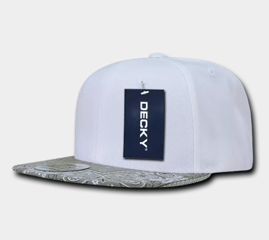 Decky-1093-6 Panel High Profile Structured Bandanna Bill Snapback - White/Grey