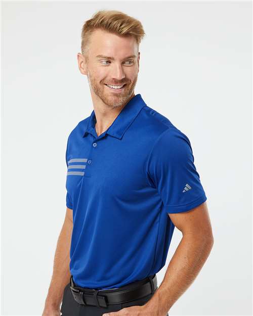 adidas A324 Men's 3-Stripes Chest Polo - Collegiate Royal/ Grey Three - OnModelSide