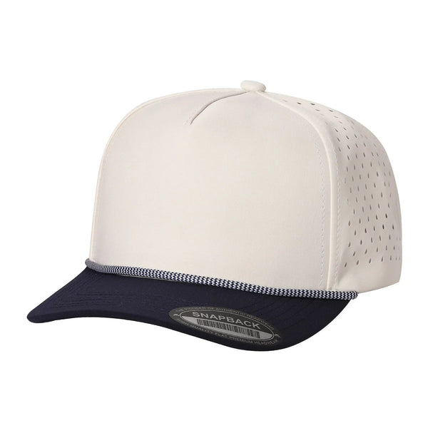 5TCP 5-Panel Waterproof Rope Cap – Durable Outdoor Snapback - TAN/NAVY