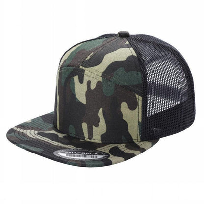 WAYCAP 7FTM 7 Panel Flat Bill Trucker Cap Mesh Back