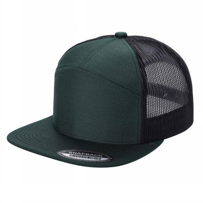 WAYCAP 7FTM 7 Panel Flat Bill Trucker Cap Mesh Back