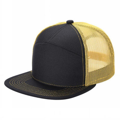 WAYCAP 7FTM 7 Panel Flat Bill Trucker Cap Mesh Back
