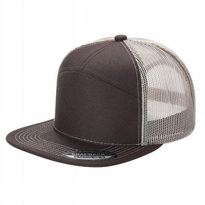 WAYCAP 7FTM 7 Panel Flat Bill Trucker Cap Mesh Back