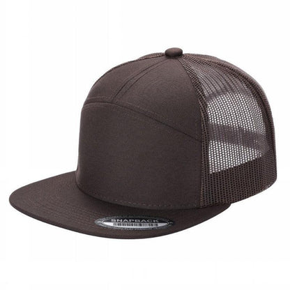 WAYCAP 7FTM 7 Panel Flat Bill Trucker Cap Mesh Back