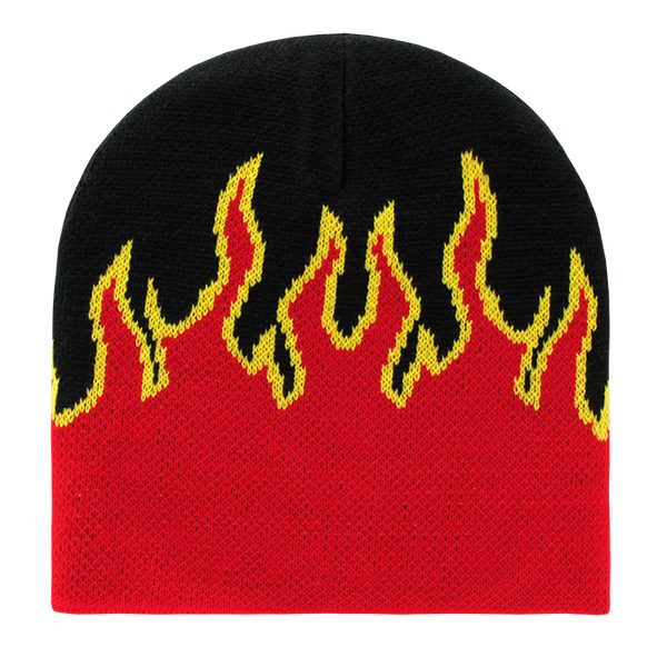 Decky-8003-Fire Beanie - BLKRED
