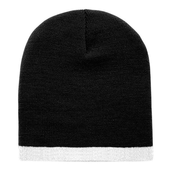 Acrylic/Polyester Striped Short Beanie – Decky 8007 - Black/White