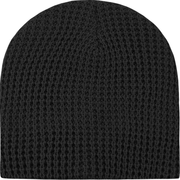 Waffle Beanies – Textured Knit Winter Cap | 8011 - Black