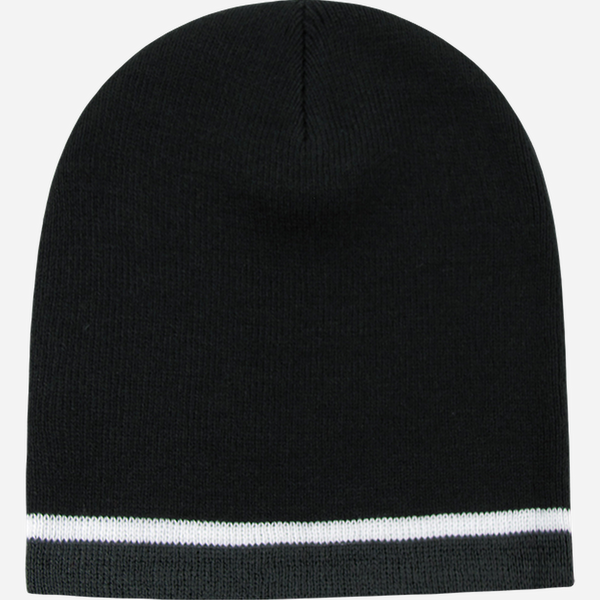 Decky-8015-Double Striped Beanie - BLKWHTCHA