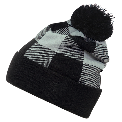 Decky-8028-Plaid Pom Beanie
