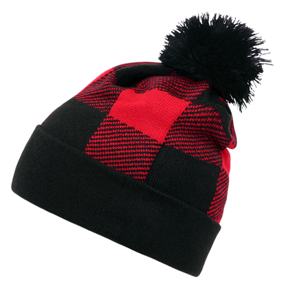 Decky-8028-Plaid Pom Beanie