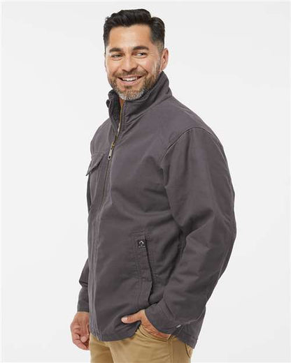 DRI DUCK 5037 Men's Endeavor Canyon Cloth™ Canvas Jacket with Sherpa Lining - Charcoal - OnModelSide