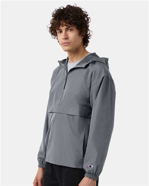 Champion CO200 Unisex Packable Anorak Jacket - Graphite - OnModelSide