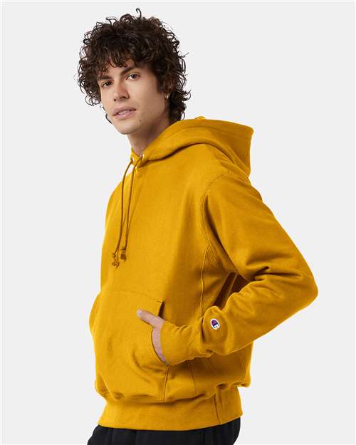 Champion S101 Unisex Reverse Weave® Hooded Sweatshirt - C Gold - OnModelSide