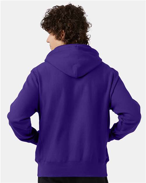 Champion S101 Unisex Reverse Weave® Hooded Sweatshirt - Purple - OnModelBack