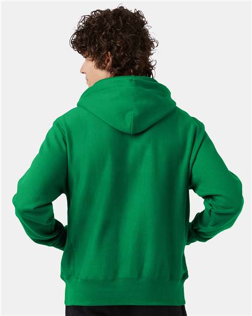 Champion S101 Unisex Reverse Weave® Hooded Sweatshirt - Kelly Green - OnModelBack