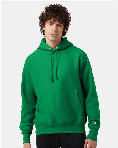 Champion S101 Unisex Reverse Weave® Hooded Sweatshirt - Kelly Green - OnModelFront