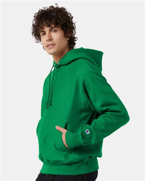Champion S101 Unisex Reverse Weave® Hooded Sweatshirt - Kelly Green - OnModelSide