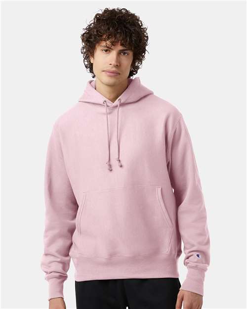 Champion S101 Unisex Reverse Weave® Hooded Sweatshirt - Pink Candy - OnModelFront
