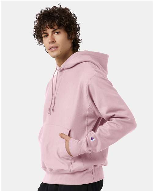 Champion S101 Unisex Reverse Weave® Hooded Sweatshirt - Pink Candy - OnModelSide