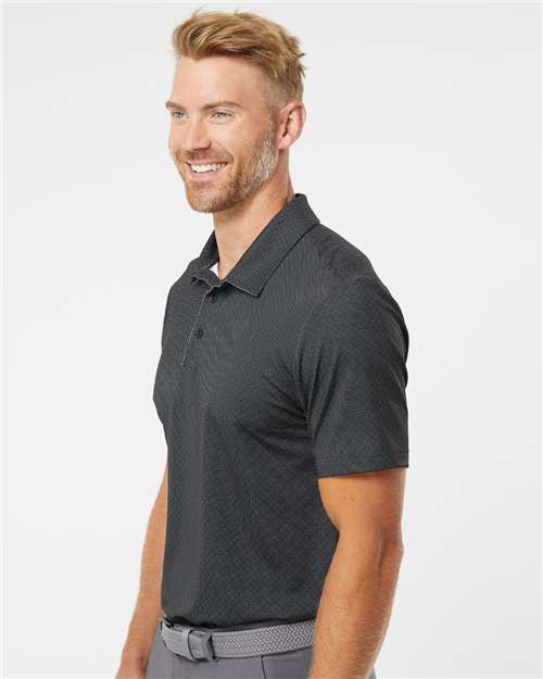 adidas A498 Men's Ultimate365 Diamond Dot Print Polo - Black/ White/ Grey Three - OnModelSide