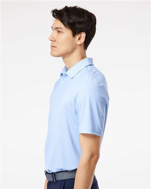 adidas A498 Men's Ultimate365 Diamond Dot Print Polo - Glow Blue/ White/ Navy - OnModelSide