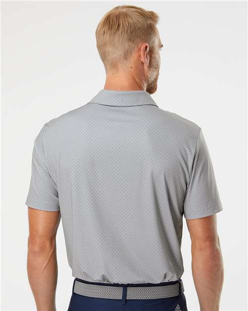 adidas A498 Men's Ultimate365 Diamond Dot Print Polo - Grey Three/ White/ Navy - OnModelBack