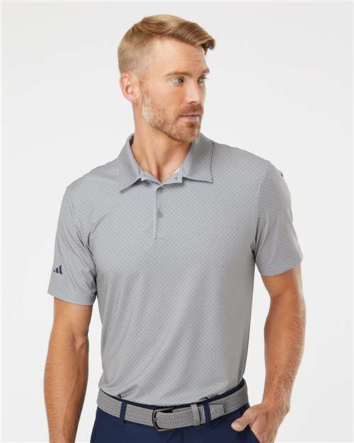 adidas A498 Men's Ultimate365 Diamond Dot Print Polo - Grey Three/ White/ Navy - OnModelFront