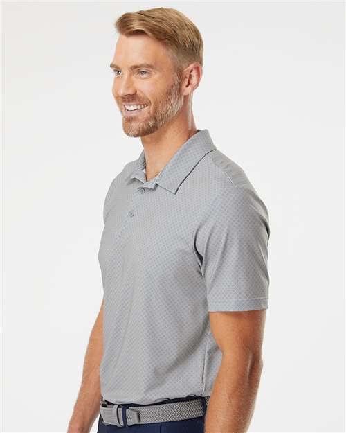 adidas A498 Men's Ultimate365 Diamond Dot Print Polo - Grey Three/ White/ Navy - OnModelSide