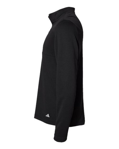 adidas A482 Men's 3-Stripes Double-Knit Quarter-Zip Pullover - Black/ Grey Two - DirectSide