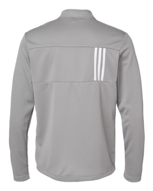 adidas A482 Men's 3-Stripes Double-Knit Quarter-Zip Pullover - Grey Three/ White - Back