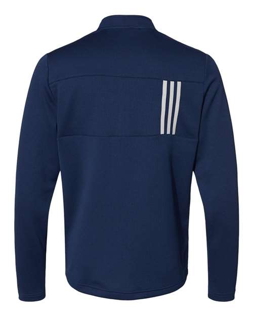 adidas A482 Men's 3-Stripes Double-Knit Quarter-Zip Pullover - Team Navy Blue/ Grey Two - Back