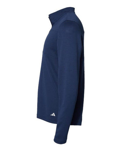 adidas A482 Men's 3-Stripes Double-Knit Quarter-Zip Pullover - Team Navy Blue/ Grey Two - DirectSide