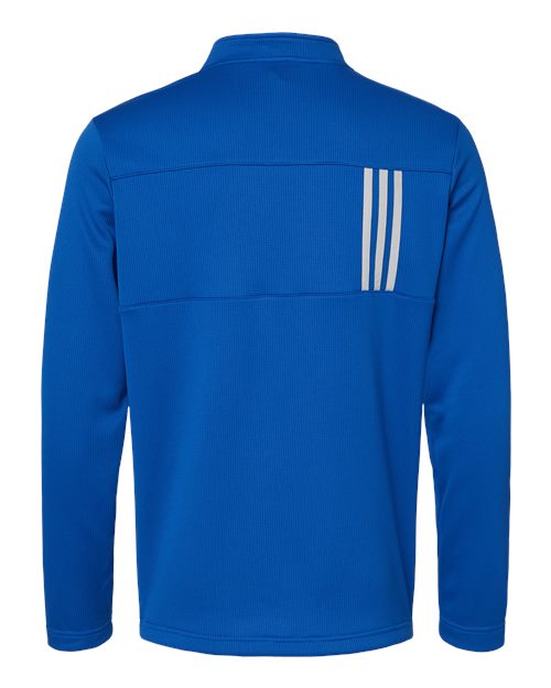 adidas A482 Men's 3-Stripes Double-Knit Quarter-Zip Pullover - Team Royal/ Grey Two - Back