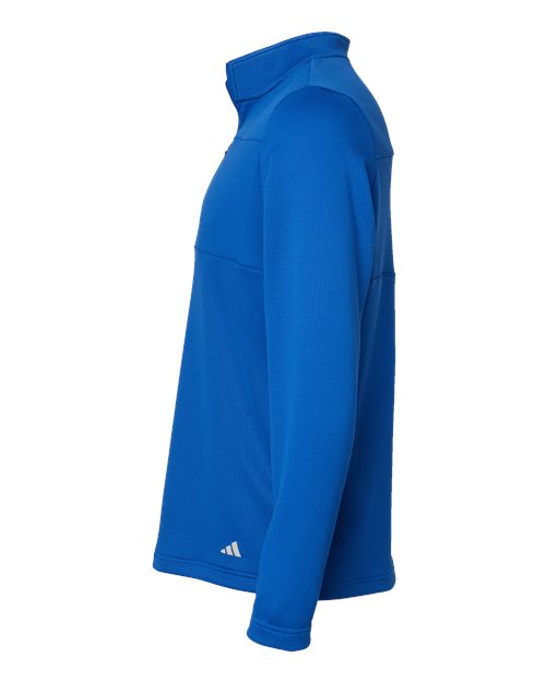 adidas A482 Men's 3-Stripes Double-Knit Quarter-Zip Pullover - Team Royal/ Grey Two - DirectSide