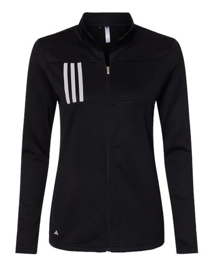 adidas A483 Women's 3-Stripes Double Knit Full-Zip Jacket - Black/ Grey Two - Front