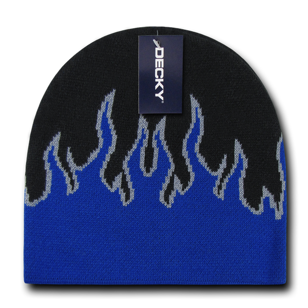 Decky-9055-Youth Fire Beanie - BLKBLUGRY