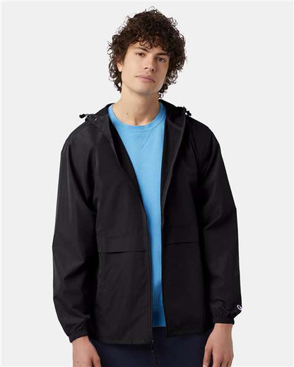 Champion CO125 Unisex Full-Zip Anorak Jacket - Black - OnModelFront