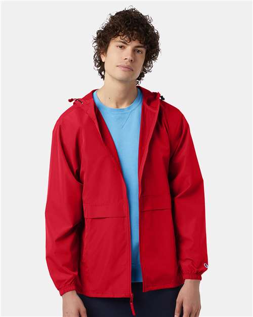 Champion CO125 Unisex Full-Zip Anorak Jacket - Scarlet - OnModelFront